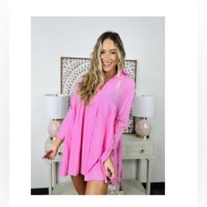 Entro Baby Pink Button Down Dress